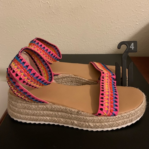 Wonder Nation Multi-colored girls elastic platform shoes sz 4 - Picture 4 of 5